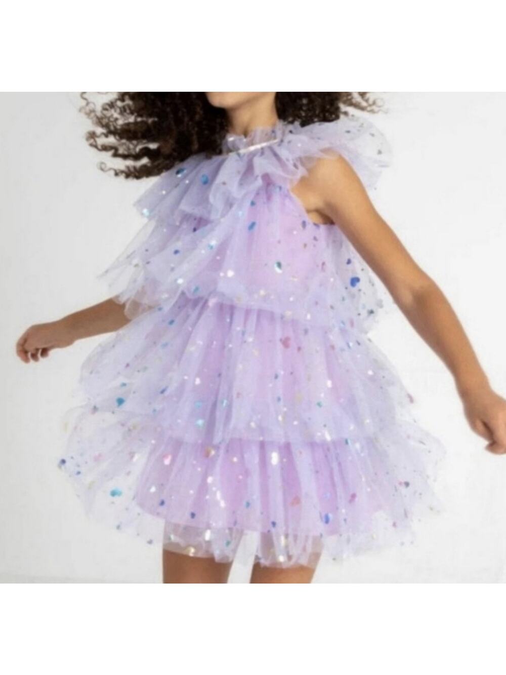 Lola + The Boys Lavender Tulle Mini DressHeart print Sz 10 Party Tutu